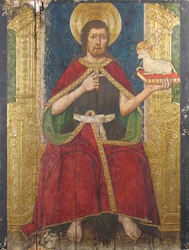 Paneel met Sint-Jan de Doper op de troon van Retabel, 15e eeuw