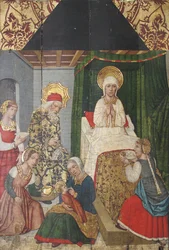 Paneel met de Geboorte van St. Johannes de Doper uit Retabel, 15e eeuw