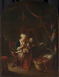 Een moeder die haar kind de borst geeft