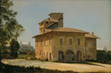 De villa van Rafaël in Rome, ca. 1837-40 (olieverf op papier op doek)