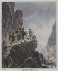 Napoleon onderzoekt Fort Bard, Italië, 23 mei 1800