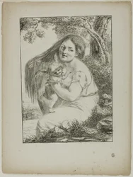 Cupido en een jonge vrouw