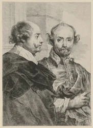 Portret van twee oudere mannen, in profiel en frontaal