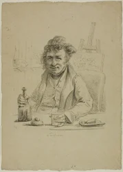 Portret van Lantara in de rol van Joly, uit Le Peintre au Cabaret
