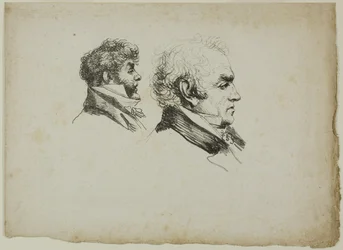 Profielportret van de drukkers Brunet en Lasteyrie