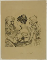 Zelfportret met twee jonge dames