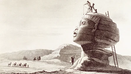 Sfinx van Gizeh in Egypte tijdens de Egyptische campagne