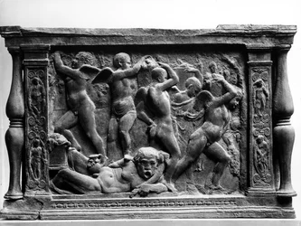 Putti Bacchanaal, paneel van de basis van 
