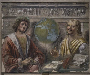 Heraclitus en Democritus, 1486