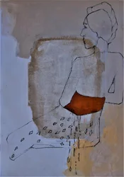 Abstracte zittende vrouw