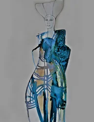 Blauw modeportret