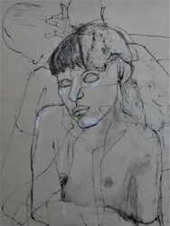 Naaktfiguur in houtskool