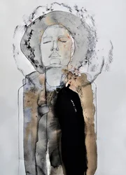 Contemplatieve figuur met hoed