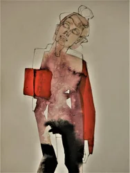 De contemplatieve rode vrouw