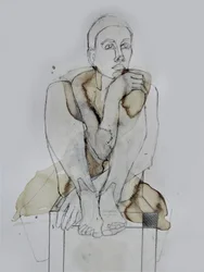 Contemplatieve zittende figuur