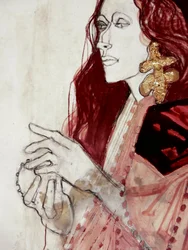 Profiel van een contemplatieve vrouw