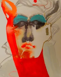 Dramatisch portret in blauwgroen