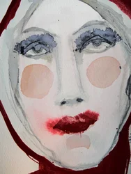 Dramatisch gezicht in aquarel