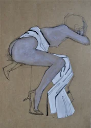 Elegante mode-schets in nude-tinten