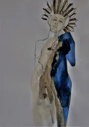 Elegante vrouw met zonnestraalmotief