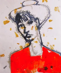 Expressief rood portret