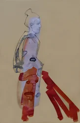 Stromende rode figuur
