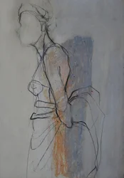 Schets van een sierlijk gedrapeerd figuur