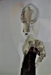 Peinzend, abstract profiel