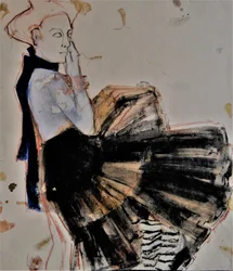 Peinzende danseres in het zwart