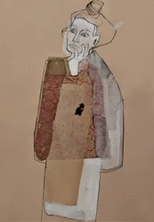 Portret van een peinzende vrouw