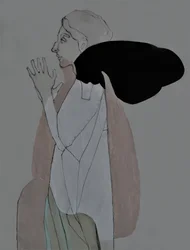 Profiel van een biddende vrouw