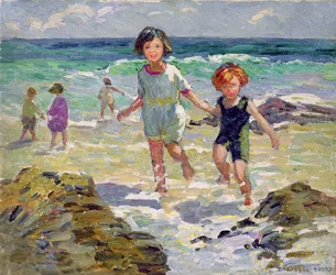 Peddelende kinderen (olieverf op doek)