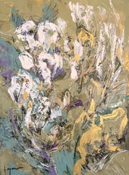 Abstract: Groene, gouden bloemen