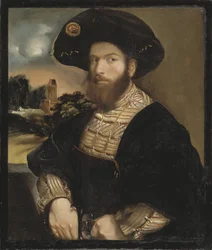 Portret van een man met een zwarte baret