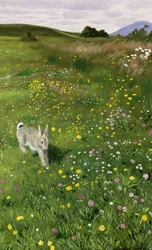 Haas in lentebloemen