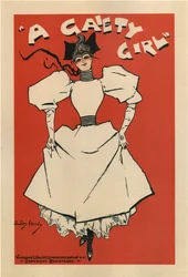 Poster voor de musical comedy A Gaiety Girl door Sidney Jones, 1895