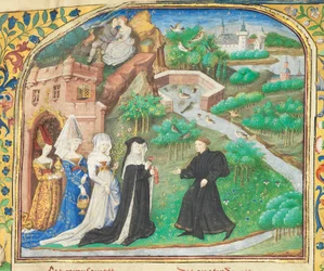 Pagina uit "La Belle Dame Sans Merci" door Alain Chartier, Parijs, begin 15e eeuw