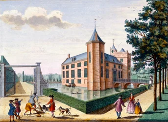 Kasteel Assumburg, uit Het Zeganpralent Kennemerlant door Hendrick de Leth en Matthias Brouerius Van Nidek, gepubliceerd ca. 1700-1730