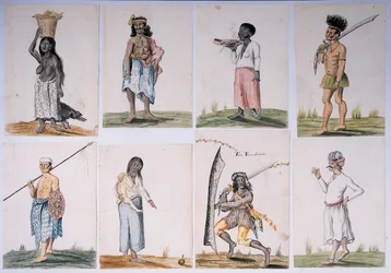 Tekening uit een album van inboorlingen van Brazilië, Afrika, Perzië en Oost-Indië