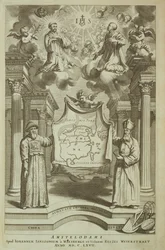 Frontispice van China Illustrated door Athanasius Kircher (1601-80) 1667