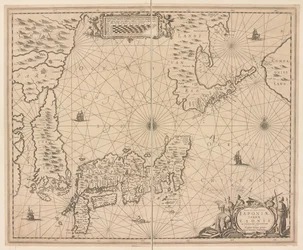 Kaart van Japan, Nova et accurata Japoniae, Terrae Esonis ac Insularum adjacentium ex nivissima detectione descriptio