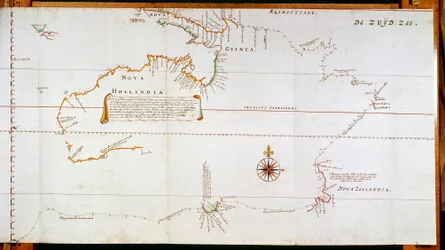 Kaart van Nieuw-Holland, nu Australië, en van Nieuw-Zeeland