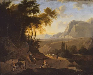 Berglandschap met Figuren, eind 17e eeuw