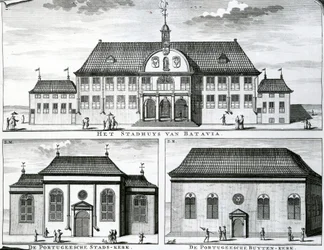 Portugese kerk en stadhuis in Batavia, 19e eeuw