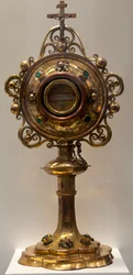 Reliekschrijn van Sint Antoine, Abt en Sint Christophe, martelaar, gemaakt in de Zuidelijke Nederlanden, 1579, Kathedraalschat, Sint-Michiels- en Sint-Goedelekathedraal (metaalwerk)