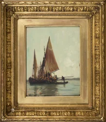 Venetiaanse schuit op de lagune