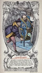 Karel V pakt het penseel van Titiaan op
