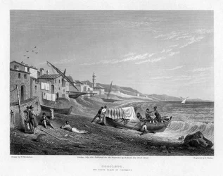 Cogoleto, de geboorteplaats van Columbus, Italië, 1828