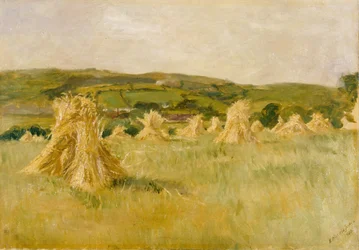 Een korenveld in Carmarthenshire (olieverf op doek)