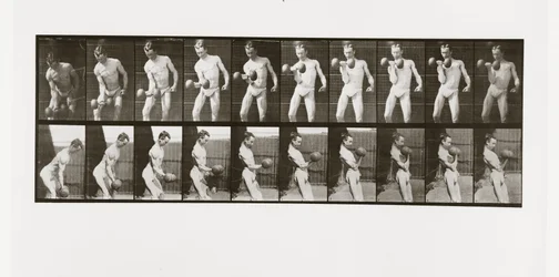 Man die een halter optilt, Plaat 324 uit Animal Locomotion, 1887
